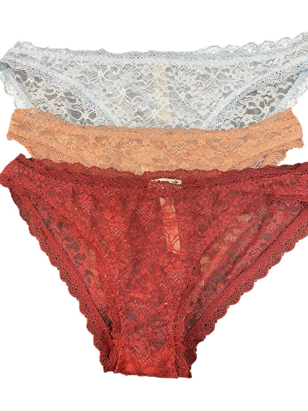 Intimately by Free People Bikini Panties Burgundy Peach Light Blue